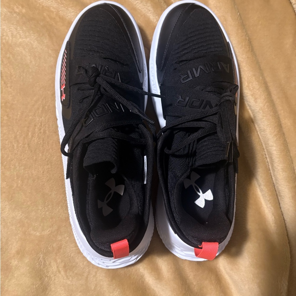 BASKETBALL SHOES Under Armour Black Athletic Shoes with Red Highlights